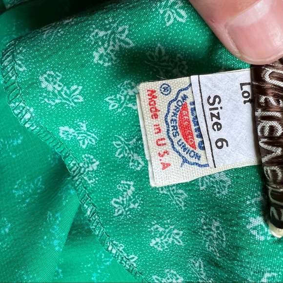 Vintage Karin Stevens by Steven Stroller green floral cottagecore Sz6 midi dress - Picture 5 of 10